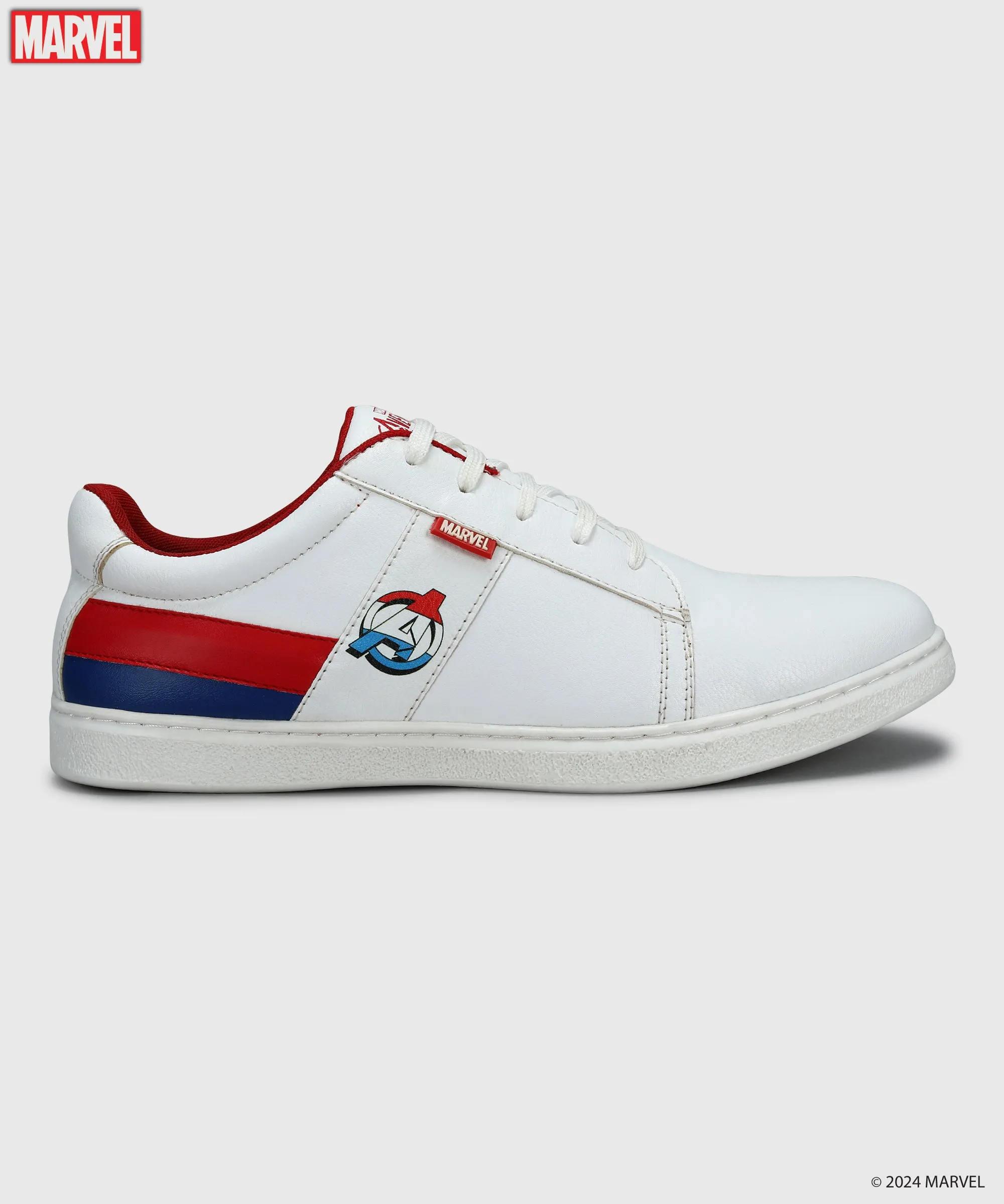 Marvel Men's White Casual Sneakers | Cushioned & Lace up Outdoor Style Travel Ready Dry Comfort