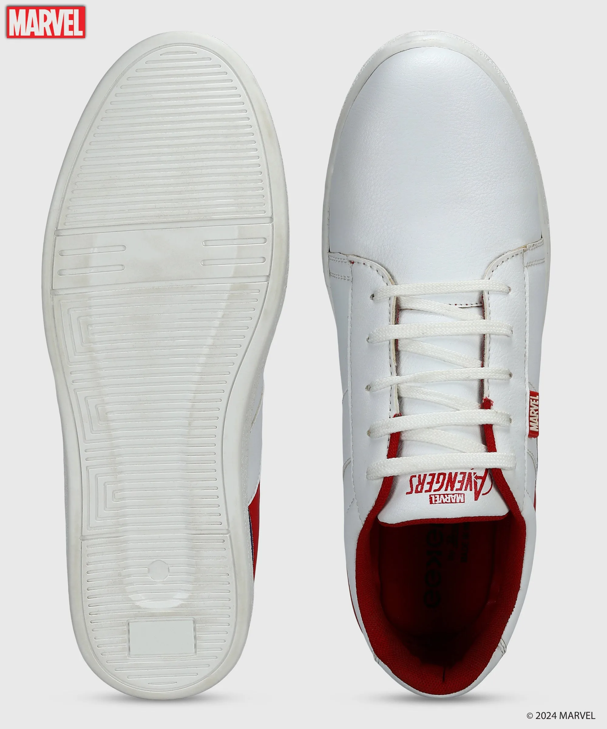 Minimal Design Marvel Men's White Casual Sneakers | Cushioned & Lace up Outdoor Style