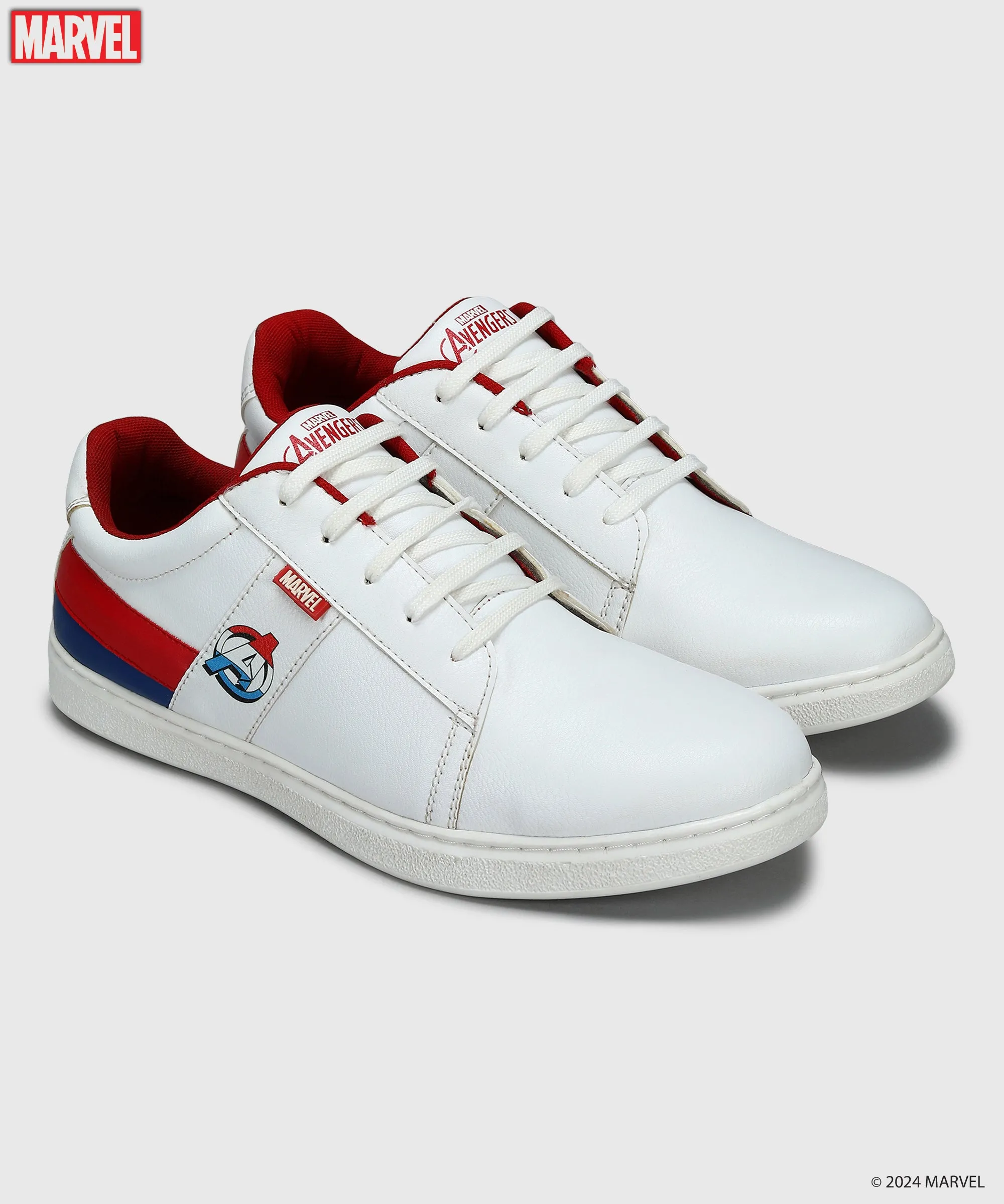 Marvel Men's White Casual Sneakers | Cushioned & Lace up Outdoor Style Fast Comfort Grip Sole