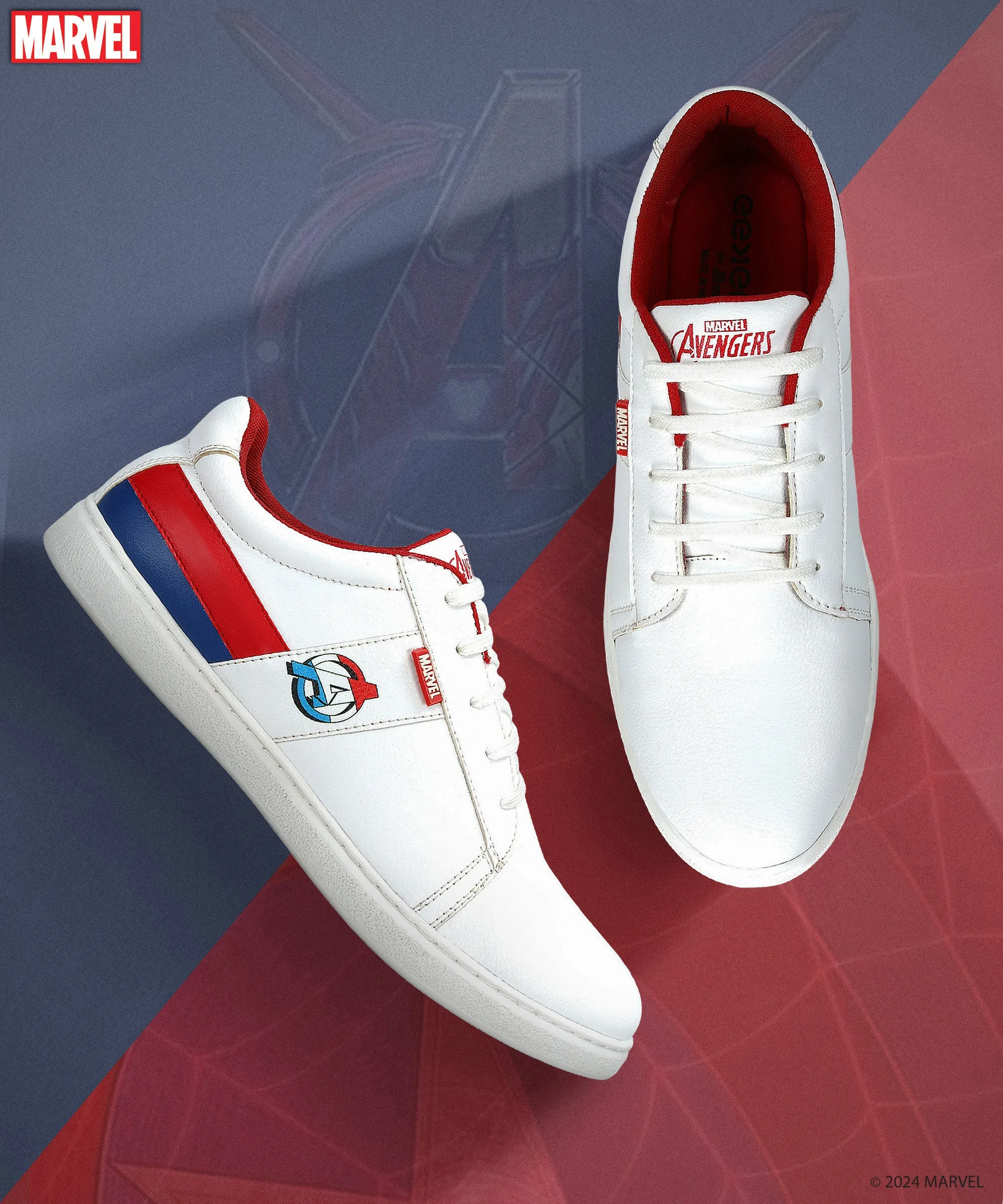 Relaxed Style Marvel Men's White Casual Sneakers | Cushioned & Lace up Outdoor Style