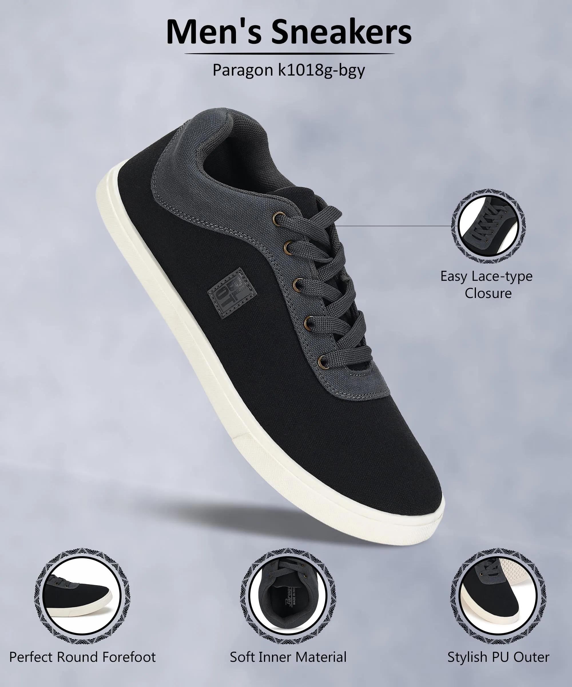 Outdoor Day Quick lace Paragon K1018G Men Casual Shoes | Stylish Walking Outdoor Shoes for Everyday Wear | Smart & Trendy Design  | Comfortable Cushioned Soles White