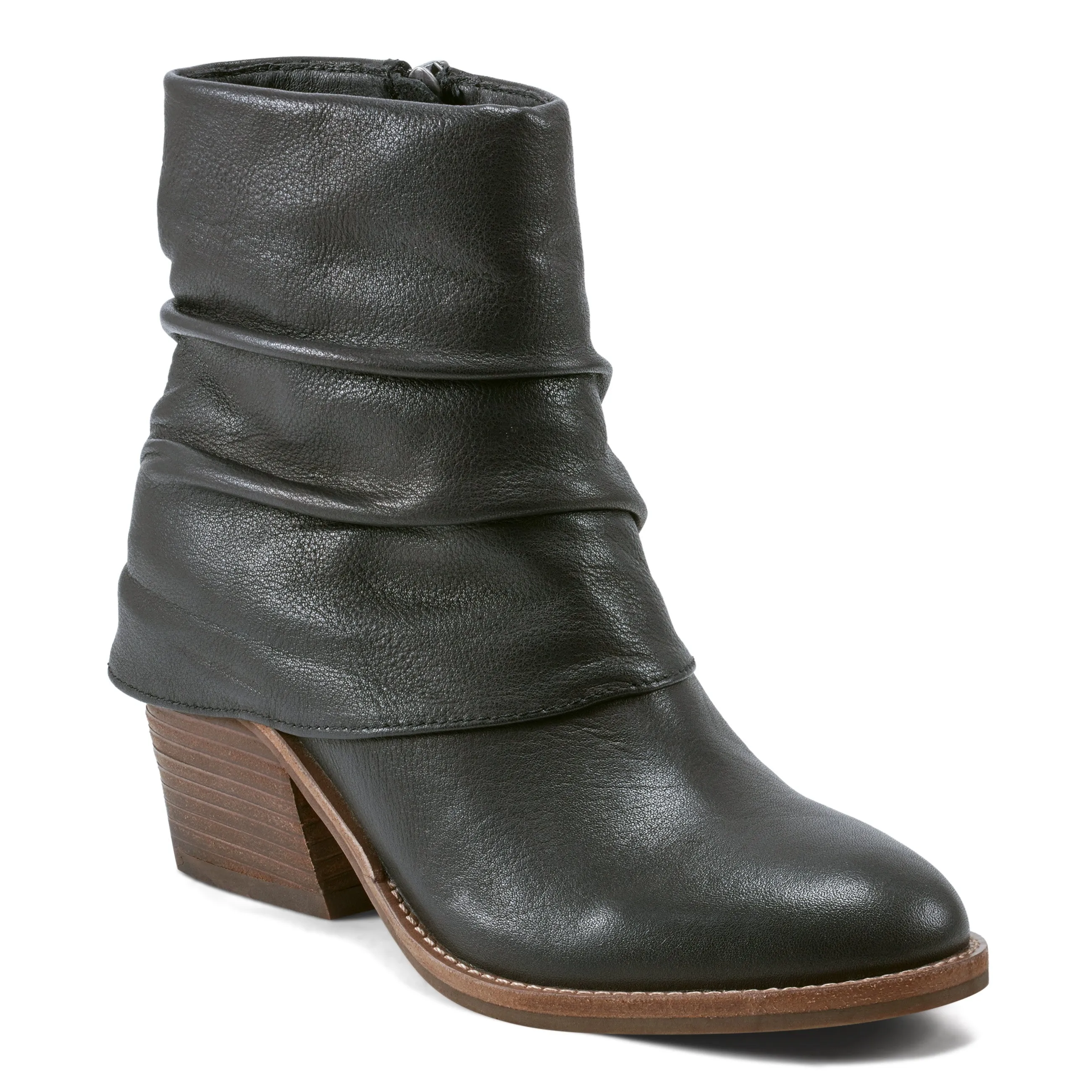 Savvy Block Heel Ruched Casual Booties Height Plus Soft Tone