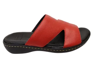 Via Paula Simona Womens Brazilian Comfortable Leather Slides Sandals Thin strap