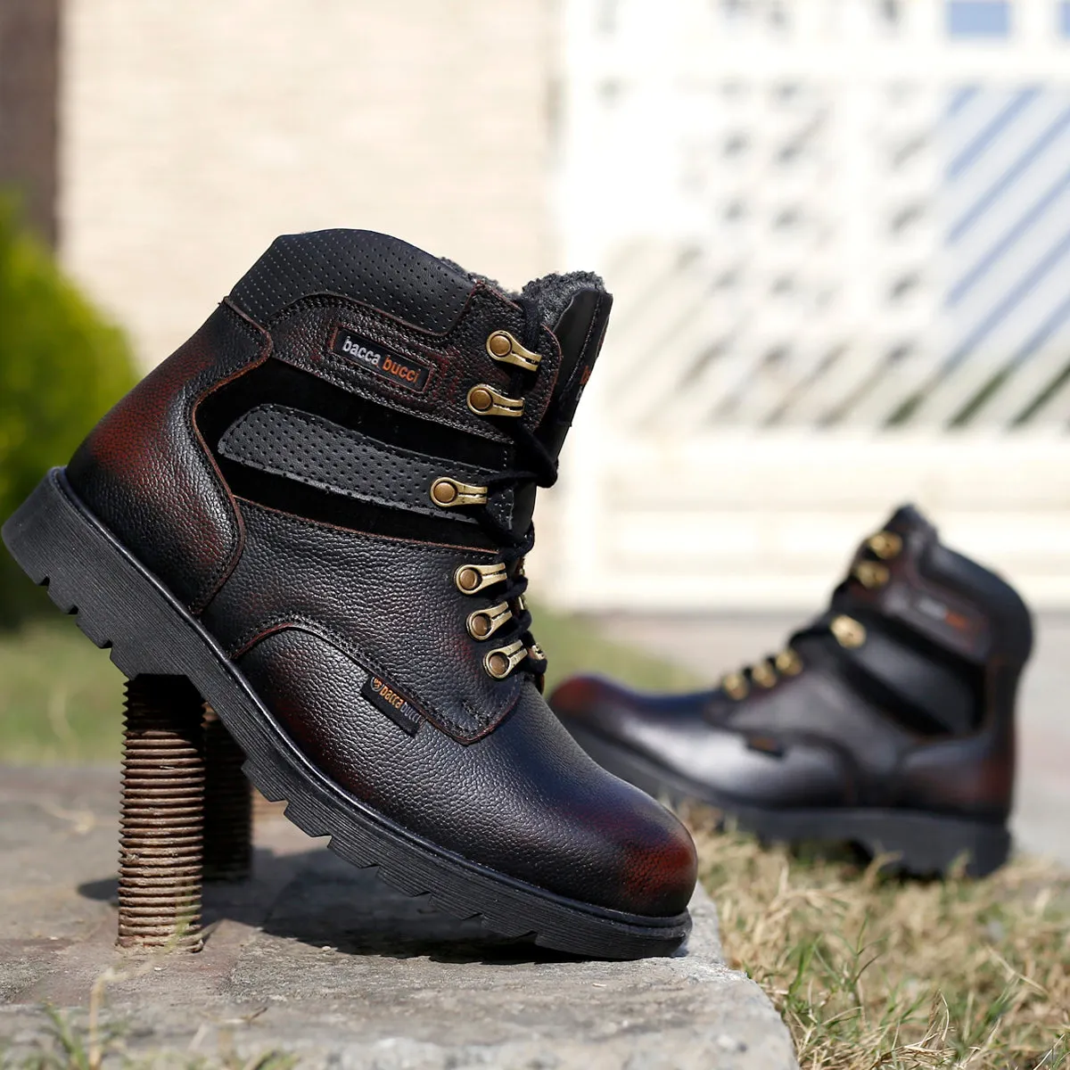 Slip Safe Bacca Bucci Genuine Grain Leather Boots | Snow Boots with 6 Inches Steel Toe Cap