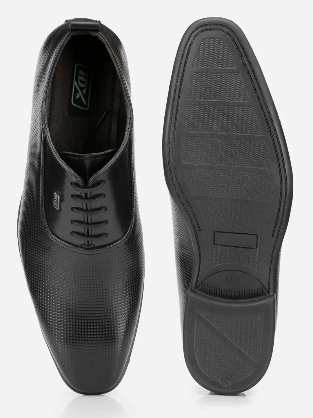Pop Color Crisp Edge Men's Black Texture Finish Lace Up Formal (IX2031)