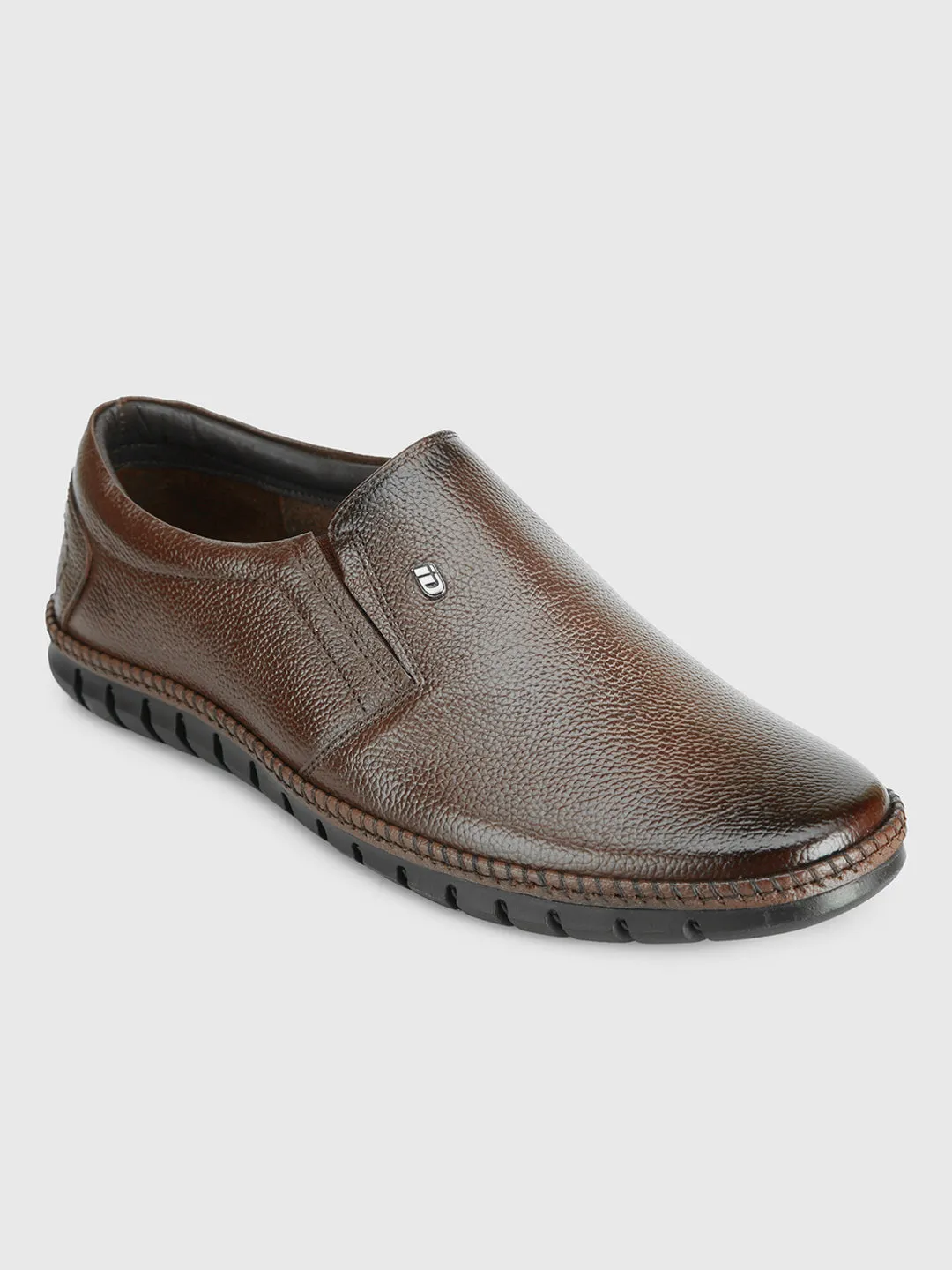 Men's Brown Comfort Fit Semi Formal Slip On (ID2071) Knitted Mesh