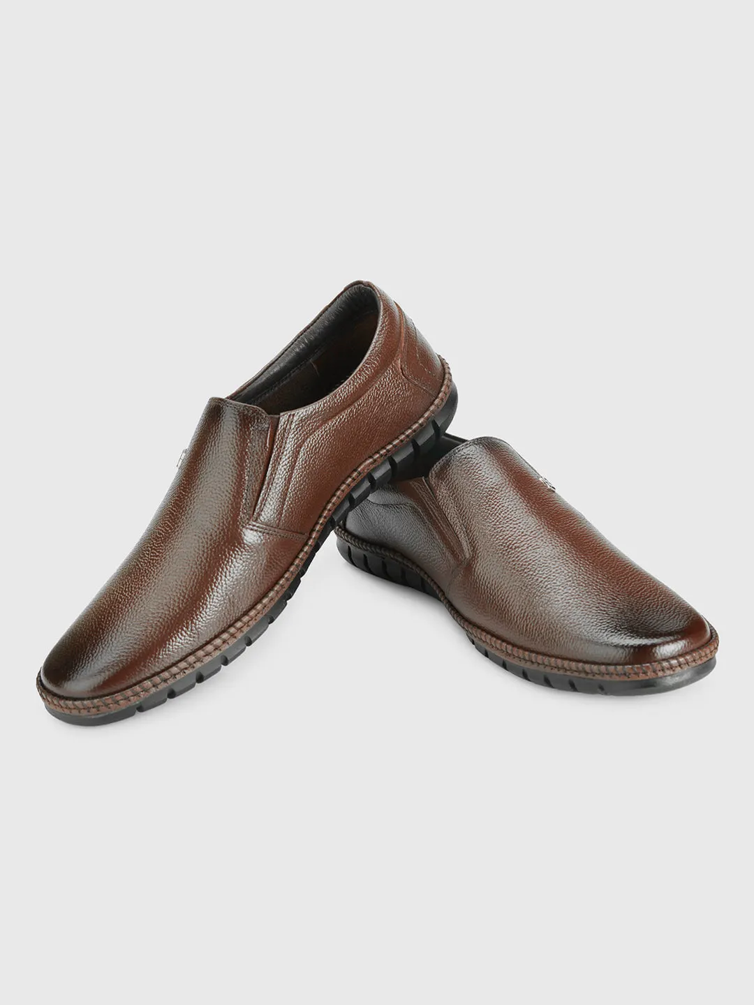 Quiet Mode Men's Brown Comfort Fit Semi Formal Slip On (ID2071)