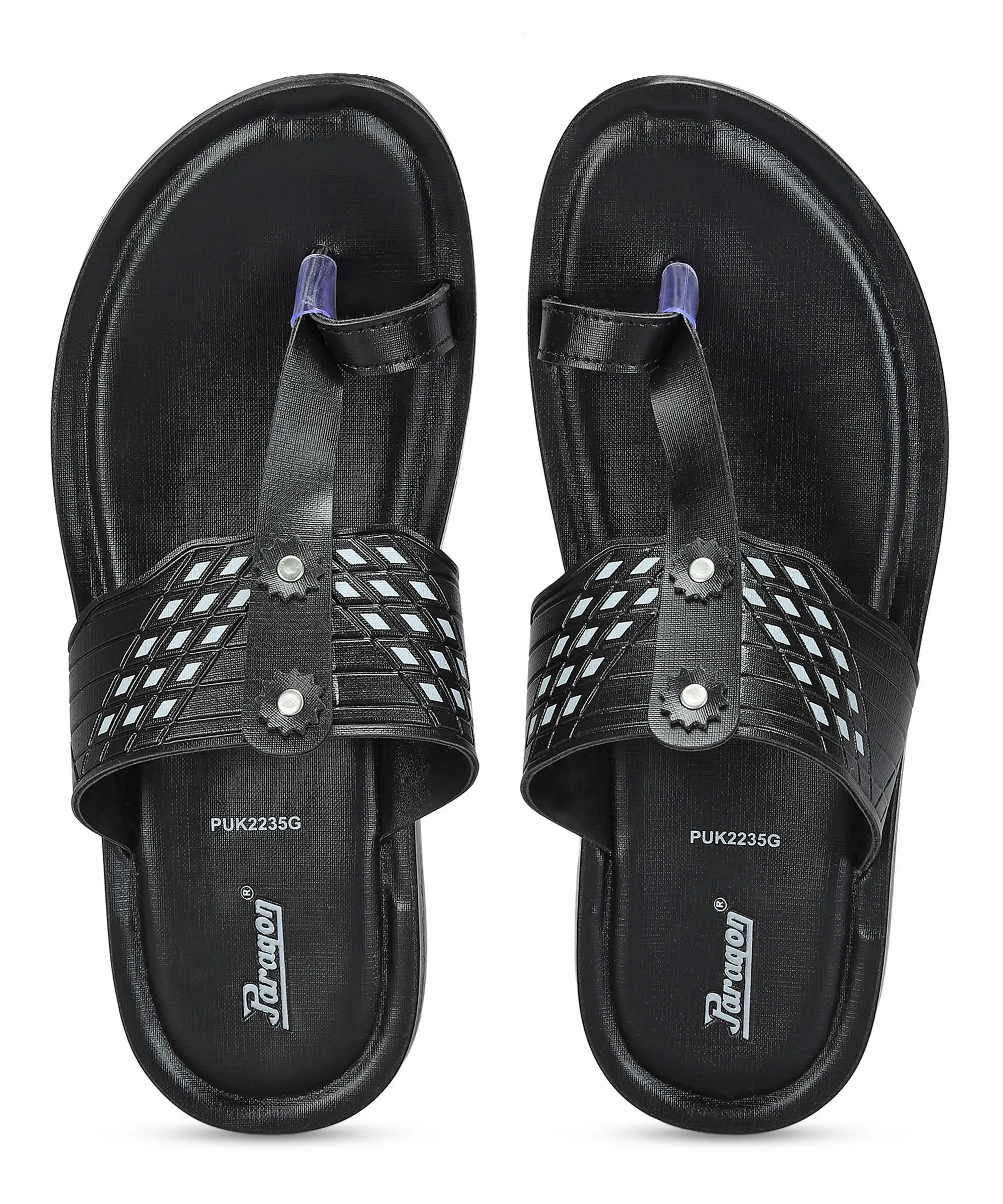 Paragon Men's Slip-on Black Sandals for Men | Comfortable Sole & Durable Sandal Cleaning Trendy Footwear for Summer