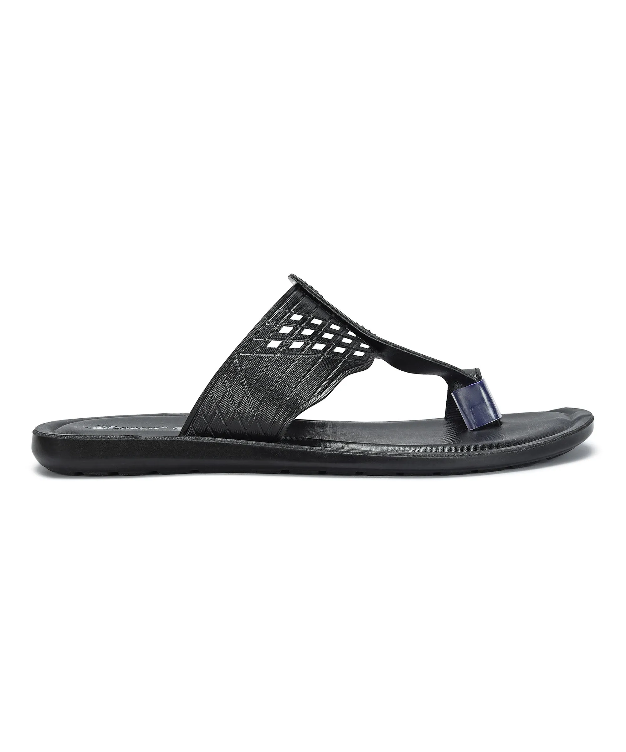Paragon Men's Slip-on Black Sandals for Men | Comfortable Sole & Durable Wedge Sole Fashion Flip-flops