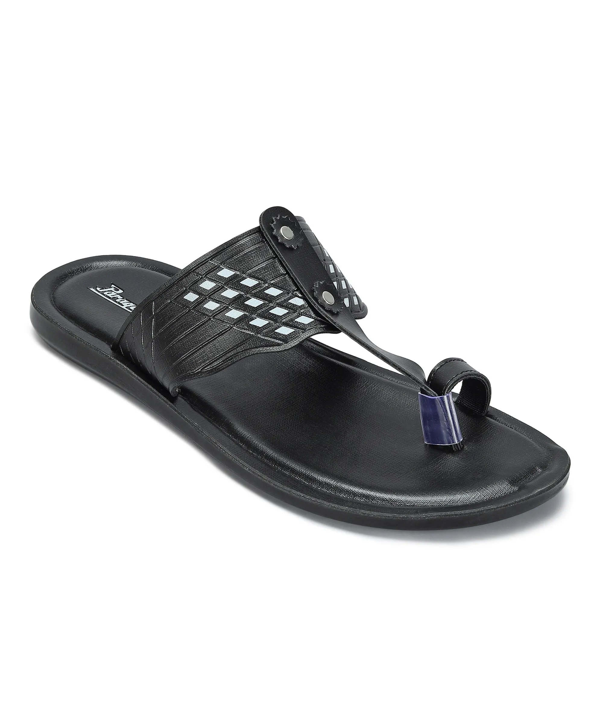 Paragon Men's Slip-on Black Sandals for Men | Comfortable Sole & Durable Minimalist Design City Style