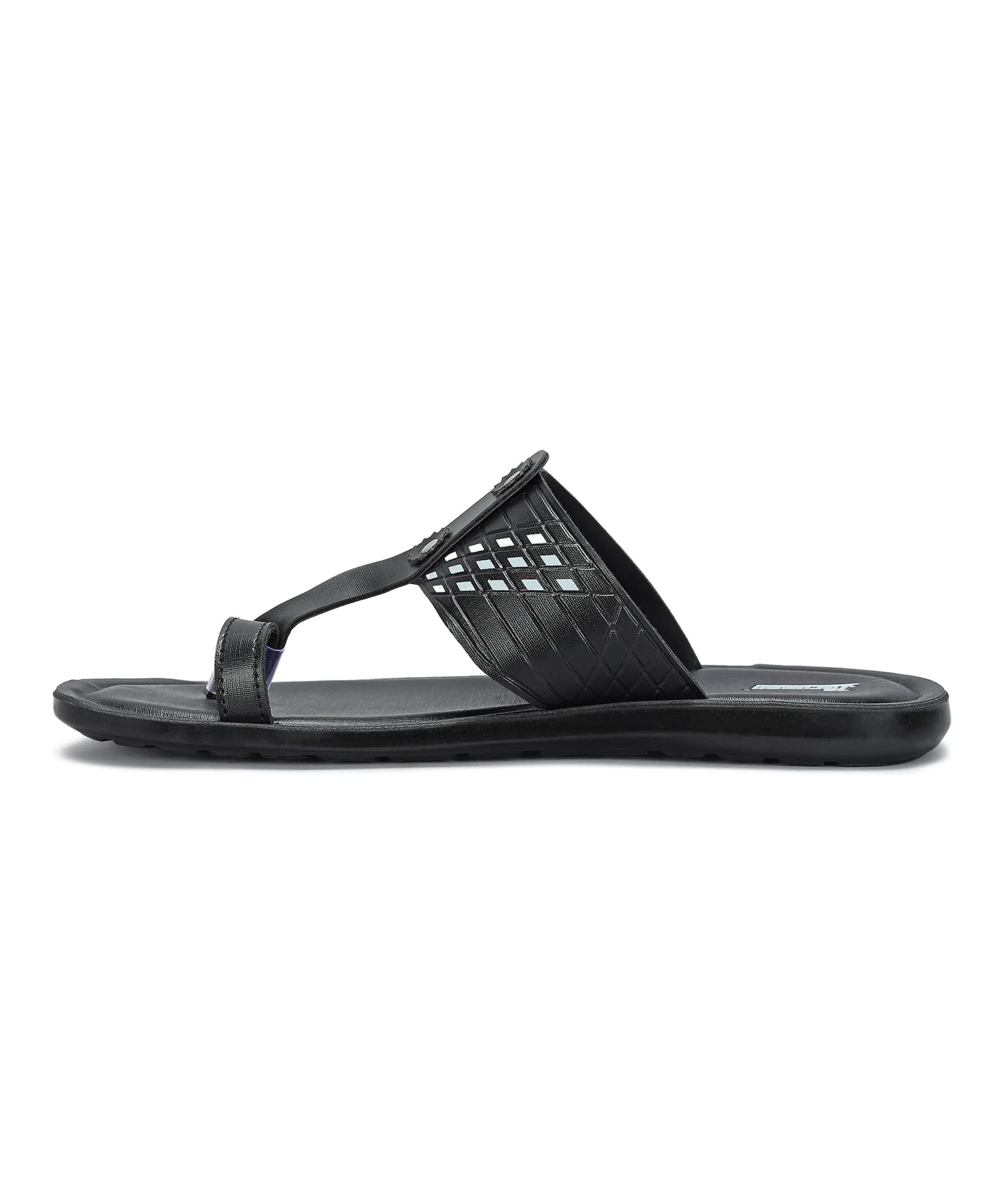 Paragon Men's Slip-on Black Sandals for Men | Comfortable Sole & Durable Relaxed Style