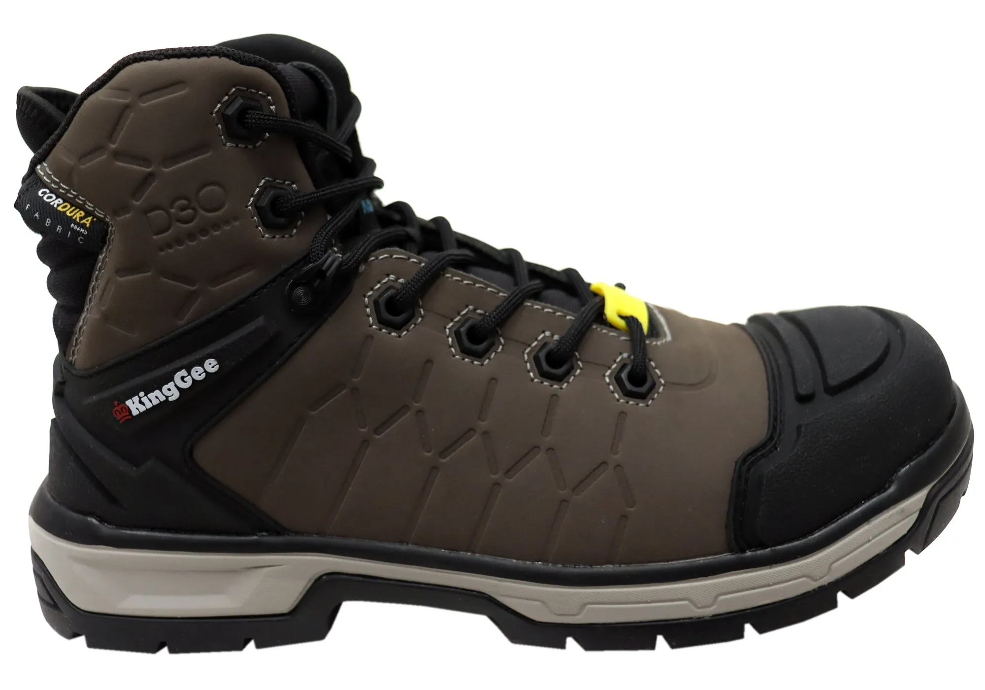Comfort Lining Adventure Seeker KingGee Mens Quantum Hybrid Zip Lace Composite Toe Work Boots Cedar