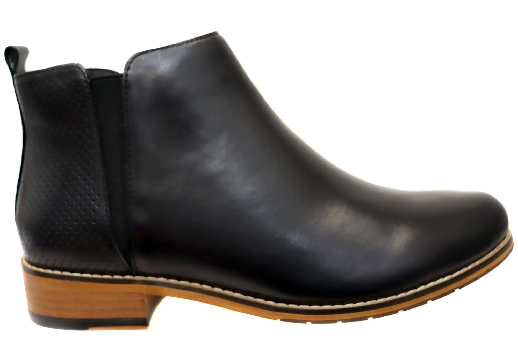 Florsheim Womens Comfortable Leather Mel Plain Toe Zip Boots Shock Absorber Coffee Shop