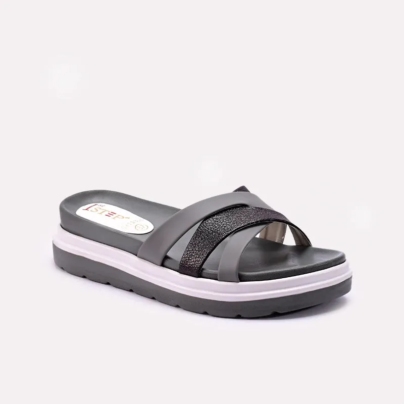 Narrow Fit Energy Walk Gray Womens Casual Platform Slippers 0413130