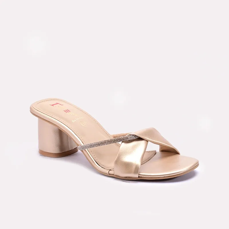 Flexible Fit City Adventure Gold Block Heel Casual Slippers 0410948