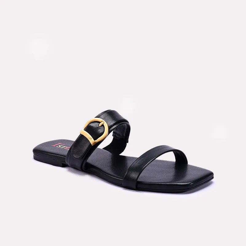 Womens Black Casual Flat Slippers 0413230 Park Day Comfort Heel