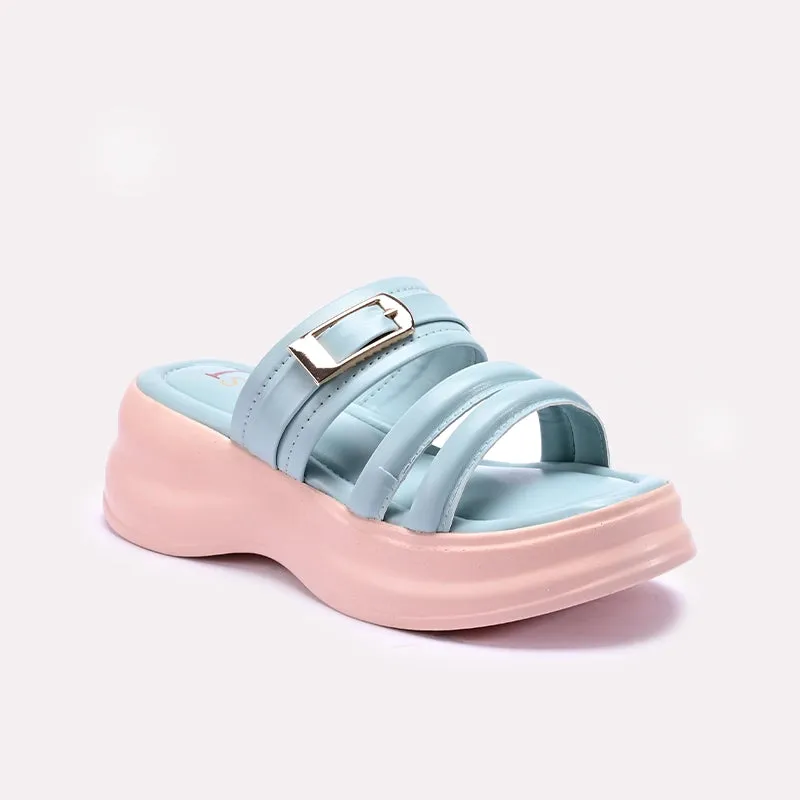 Womens Blue Chunky Casual Slippers 0413164 Match All