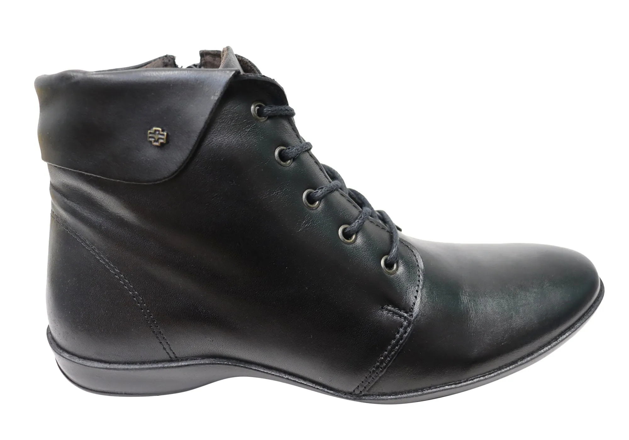 Perlatto Marie Womens Comfortable Leather Ankle Boots Made In Brazil Impact Resistant Knit Top