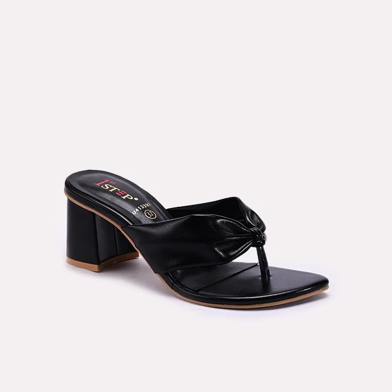Heat Guard Black Womens Block Heel Casual Slippers 0413392