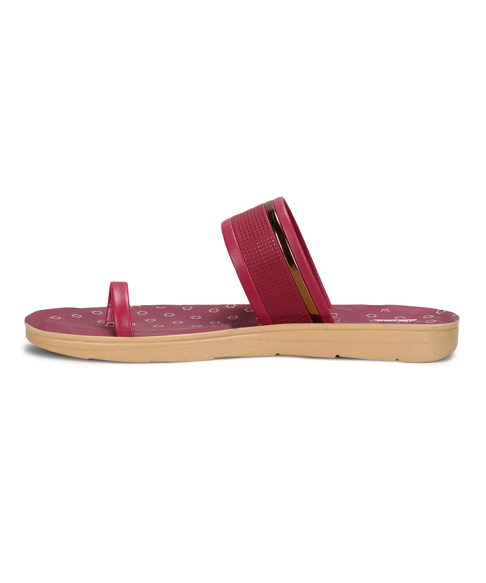 Paragon Women's Slip On Flat Maroon Sandals | Durable Dailywear Sandals Relaxed Outdoor Footwear