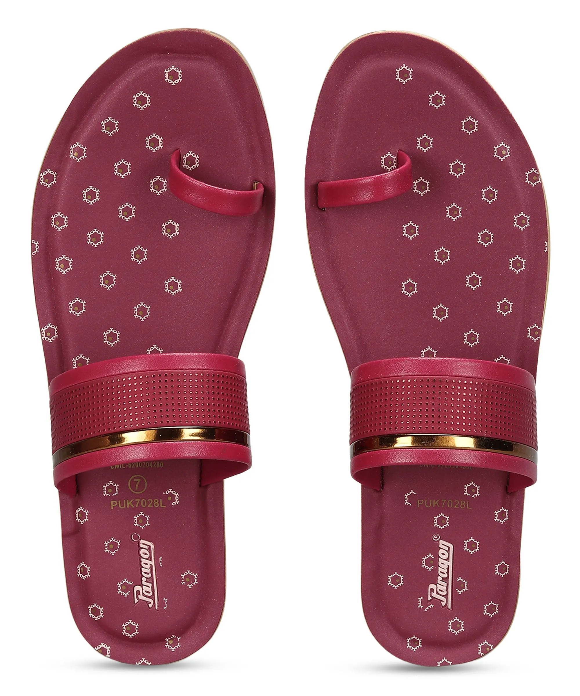 Paragon Women's Slip On Flat Maroon Sandals | Durable Dailywear Sandals Comfortable Footwear for Summer Flexible Flip-flops