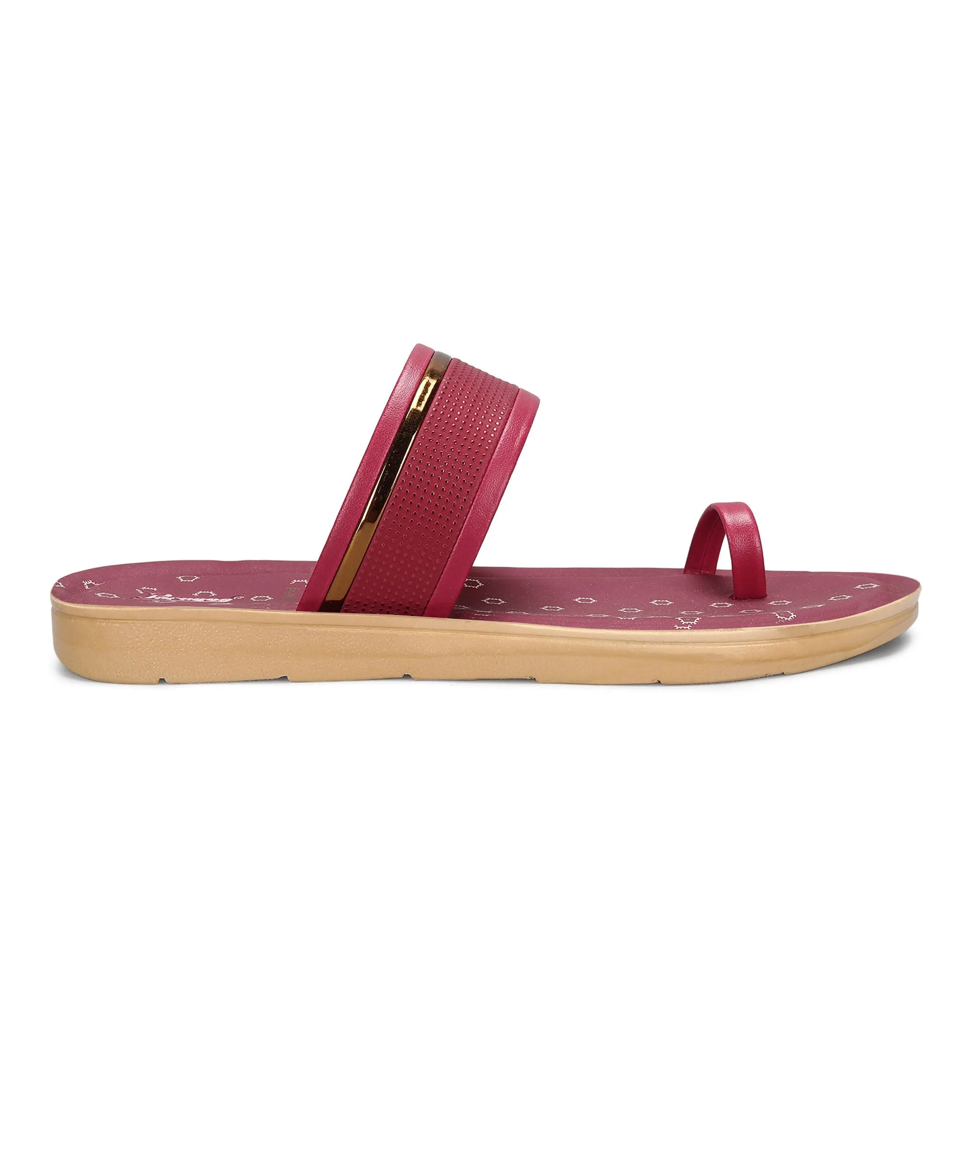 Footbed Padding Compact Design Paragon Women's Slip On Flat Maroon Sandals | Durable Dailywear Sandals