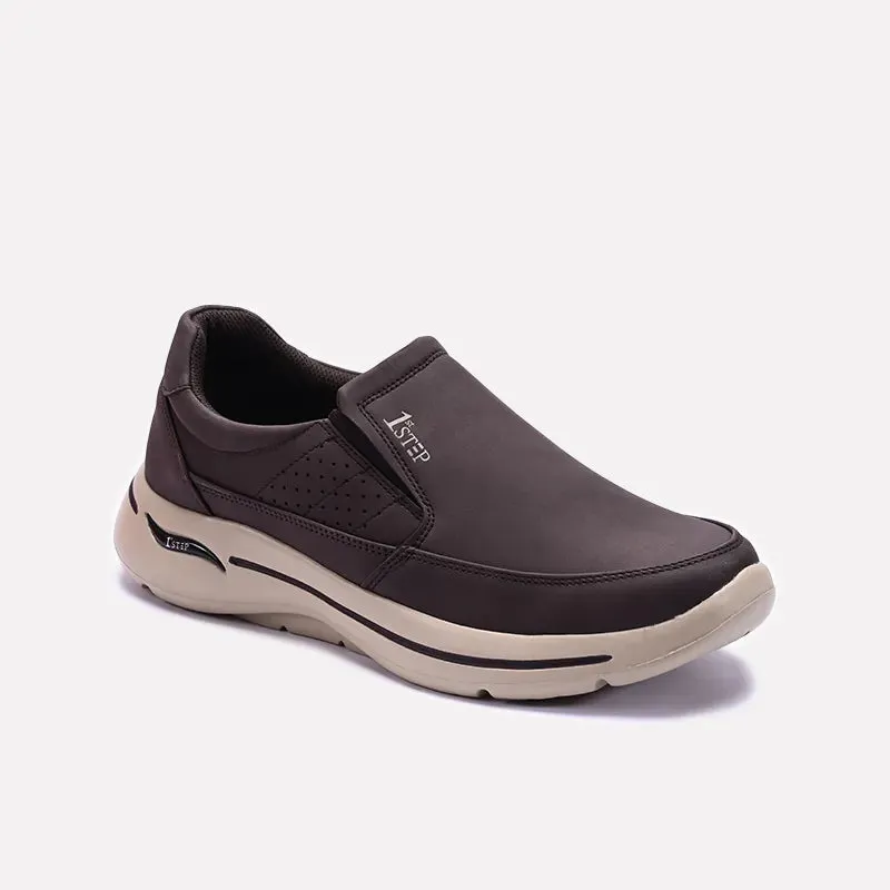 Brown Comfy Slip On Sneakers 0120567 Classic Style