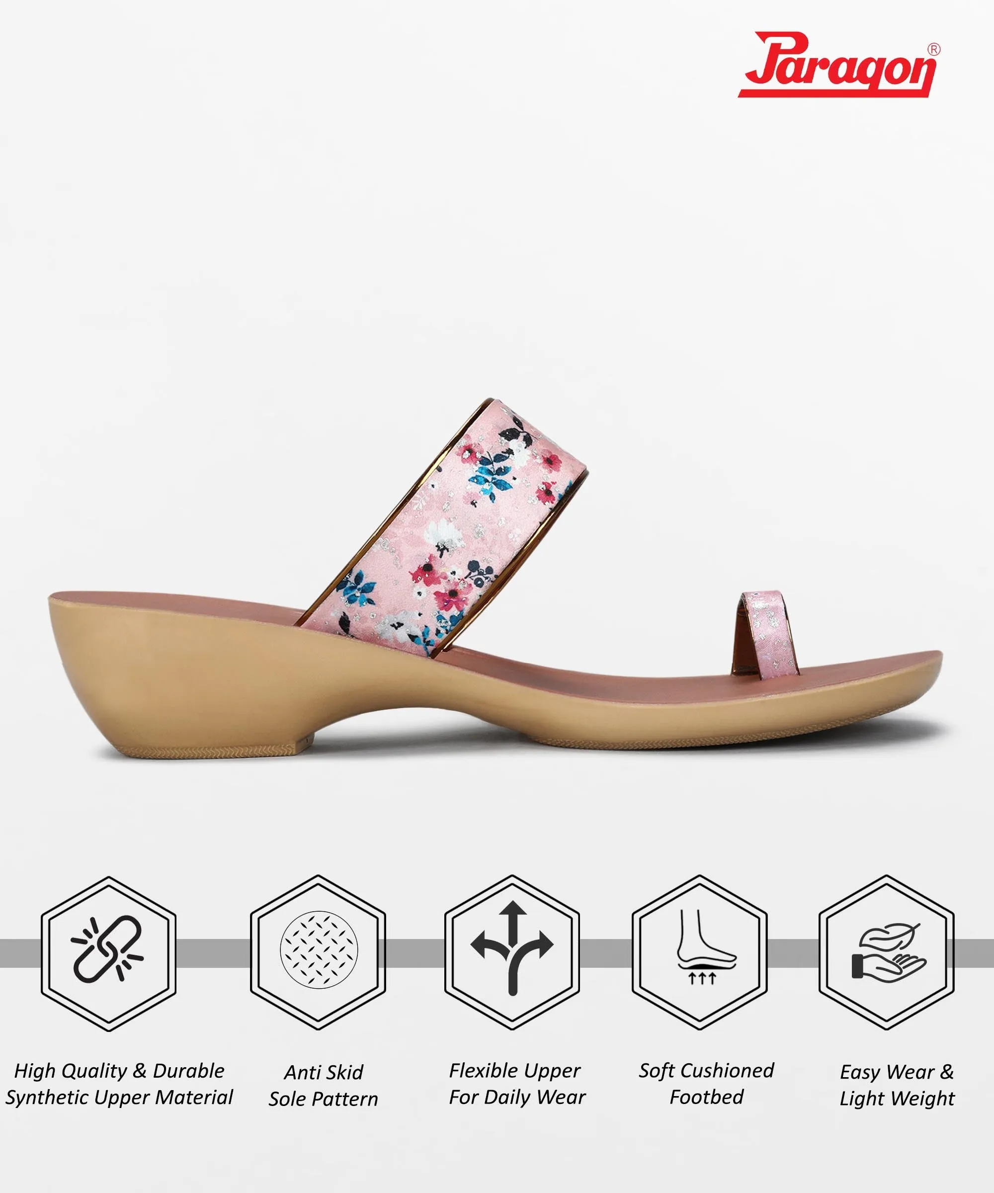 Lightweight Footwear Paragon Women's Slip On Flat Peach Sandals | Durable Dailywear Sandals
