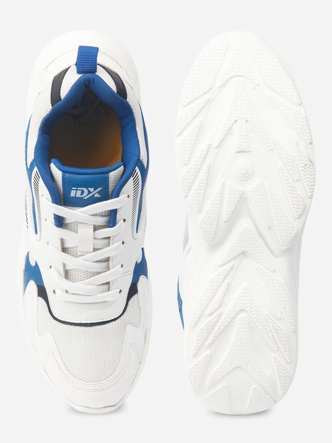 Men's White Lace Up Sneakers (IX7128) Anti Collision Toe Breathable Insoles