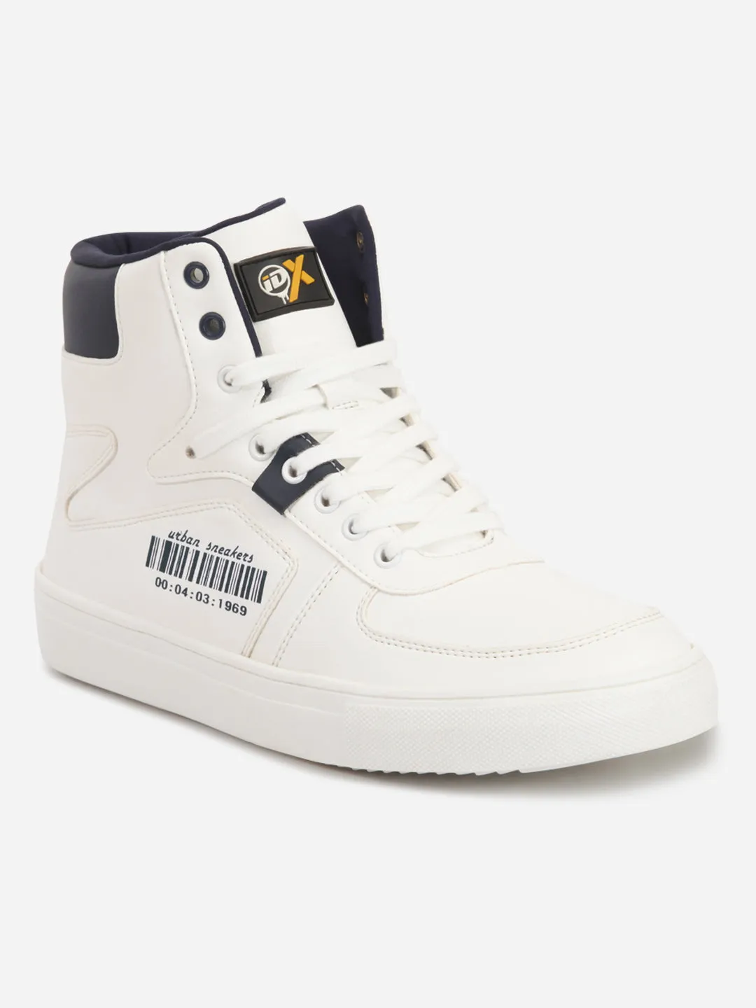 Steady Grip Men's White Ankle Top Active Graphic Sneaker (IX1063)