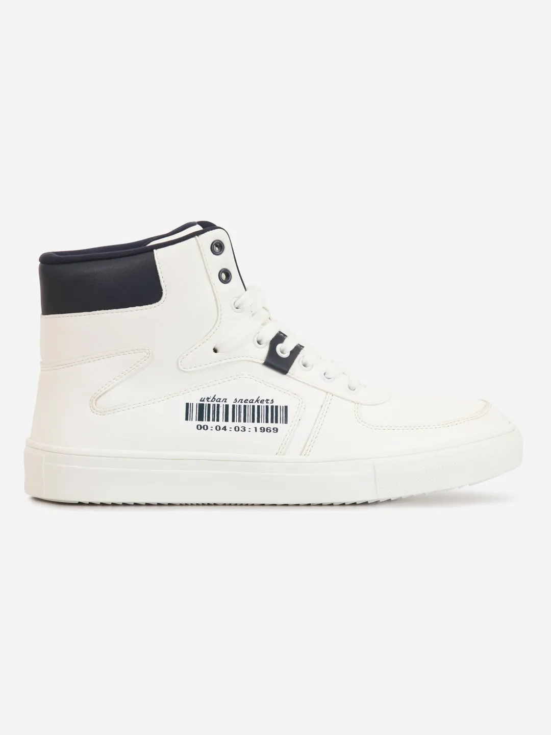 Men's White Ankle Top Active Graphic Sneaker (IX1063) Sleek Silhouette Comfortable Sides