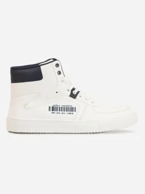 Men's White Ankle Top Active Graphic Sneaker (IX1063) Sleek Silhouette Comfortable Sides