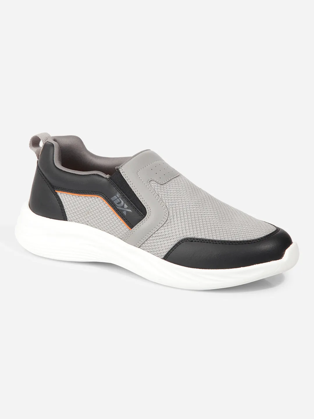 Men's Grey Black Slip On Sneakers IX7130 Elastic Bands Stretch Loops