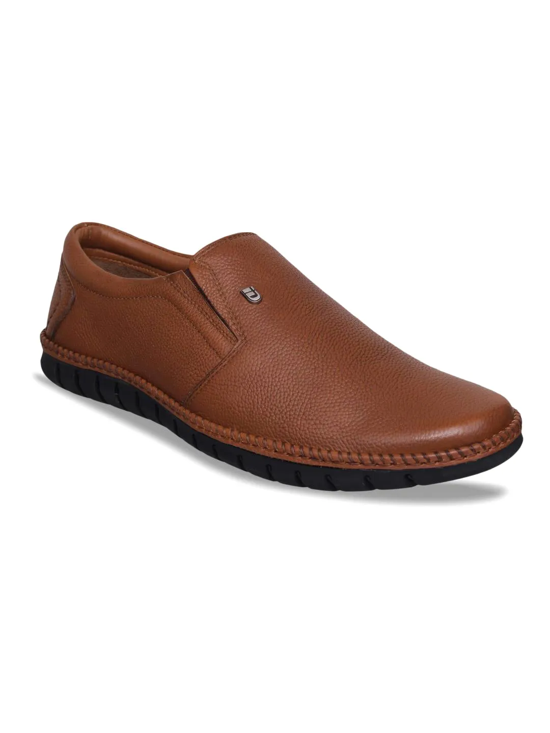 Velvet Touch Detail Work Men's Tan Comfort Fit Semi Formal Slip On (ID2071L)