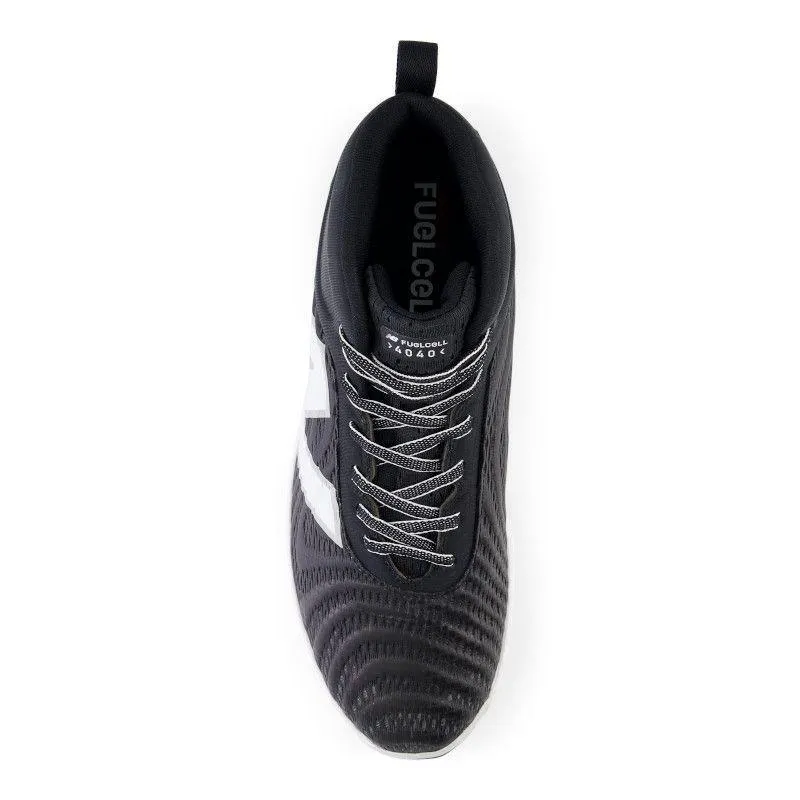 Beach Fun New Balance Men's FuelCell 4040 V7 Mid-Molded Baseball Cleats - Black / Optic White - PM4040K7
