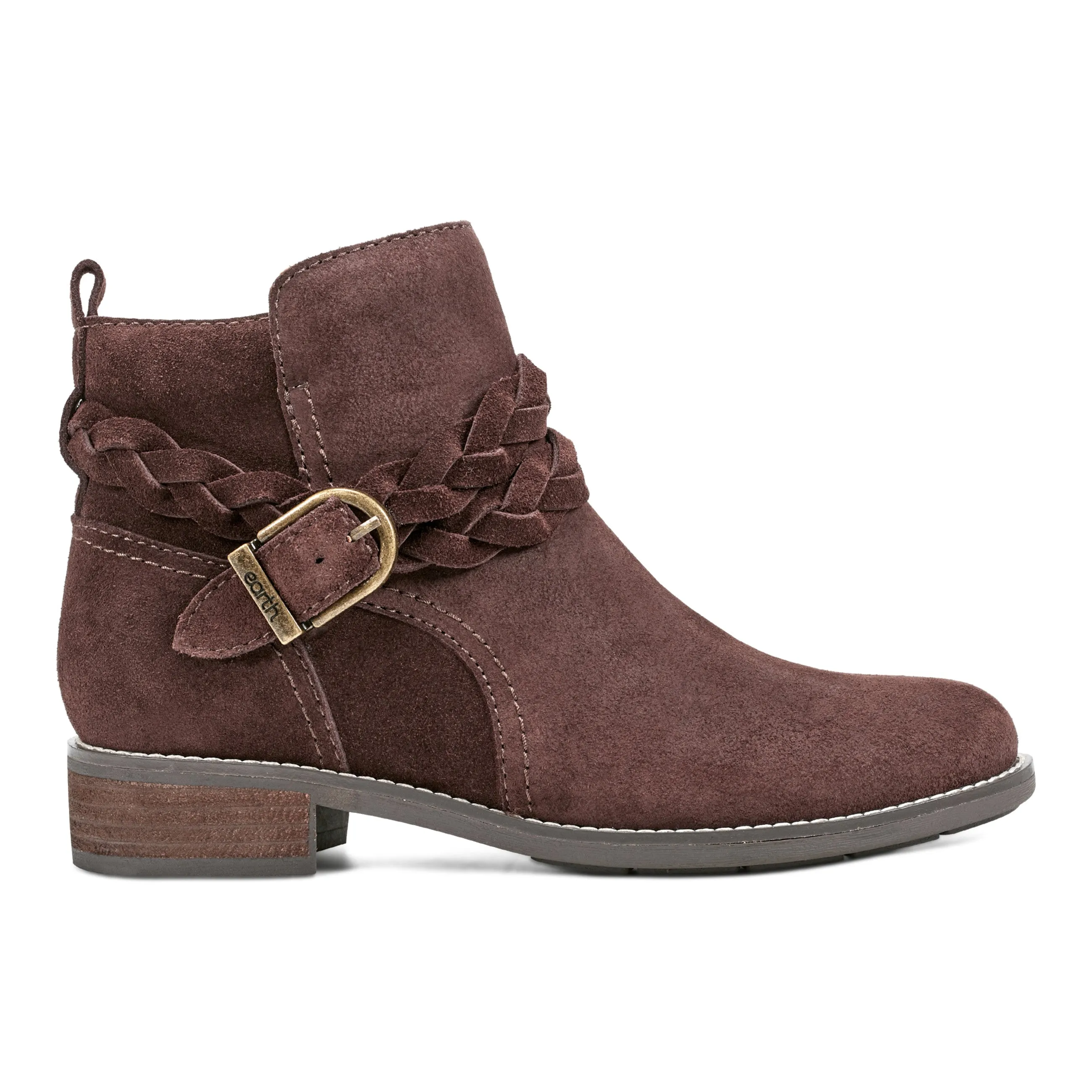 Cotton Base Nicole Round Toe Stacked Heel Casual Booties