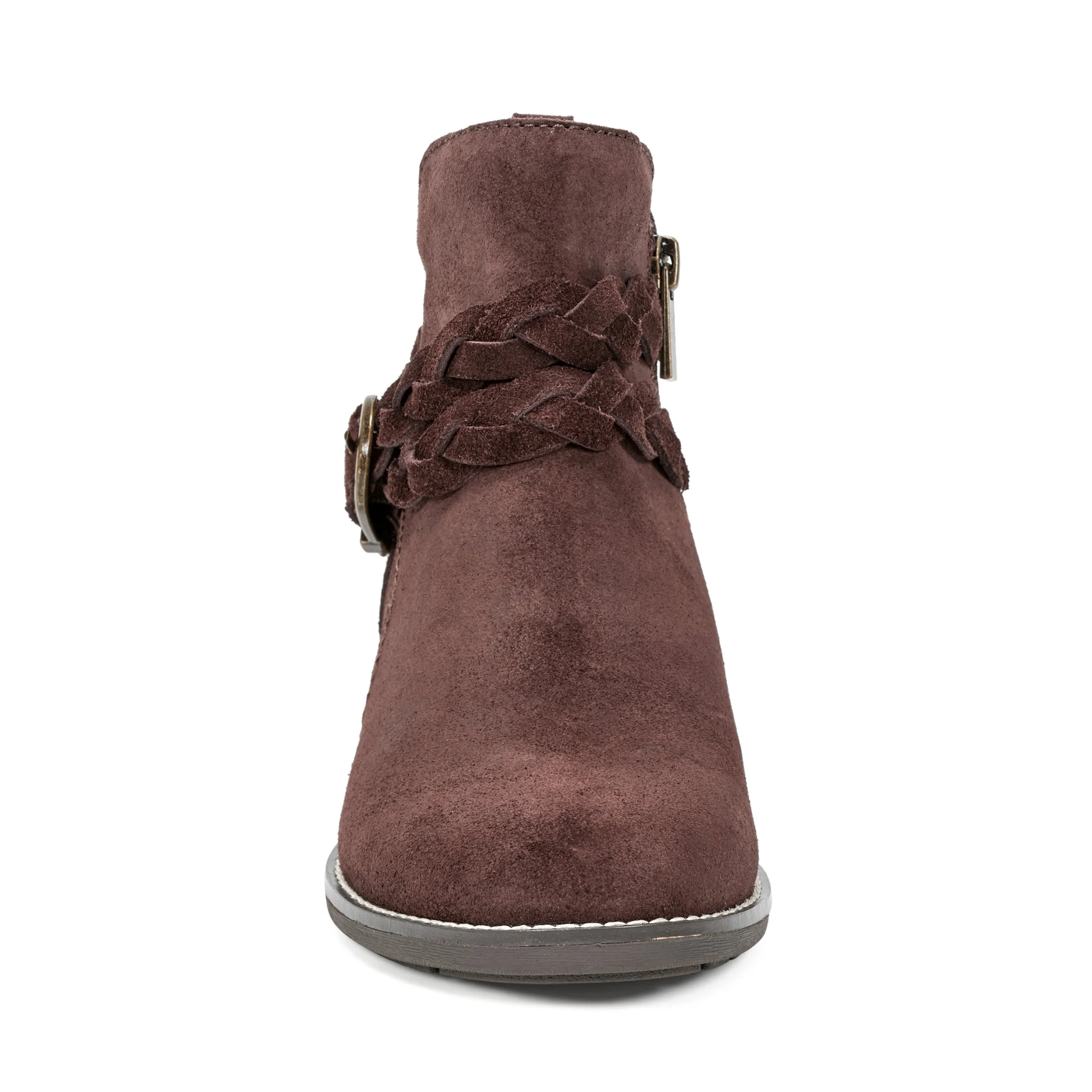 Nicole Round Toe Stacked Heel Casual Booties Peak Step
