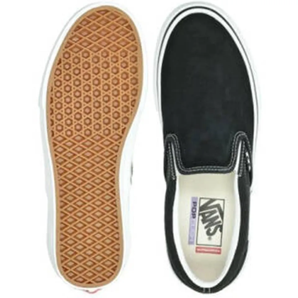 Shock Absorbing Young Mood Vans Skate Slip On - Black/White