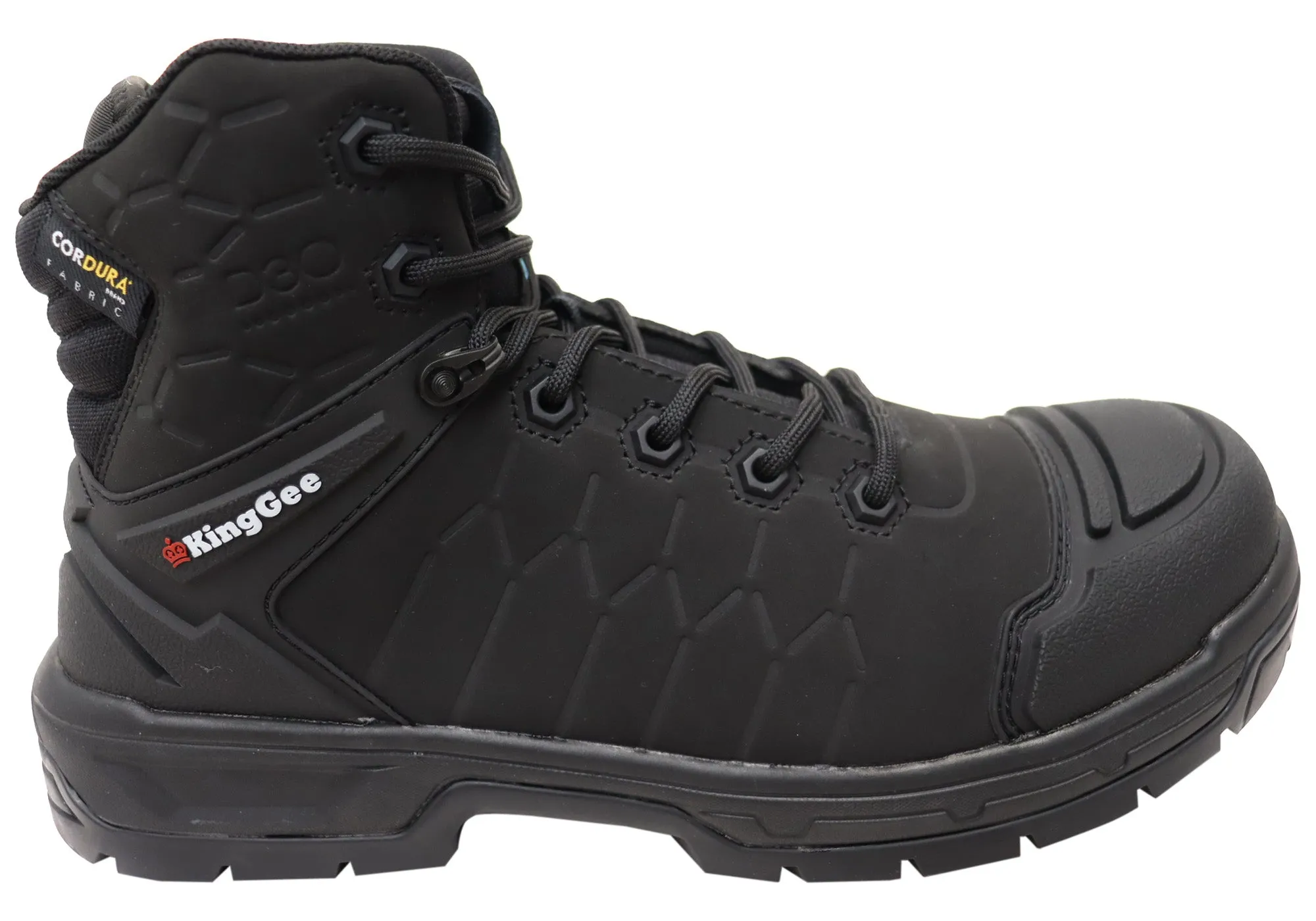 Good Arch Support KingGee Mens Quantum Hybrid Zip Lace Composite Toe Work Boots Black