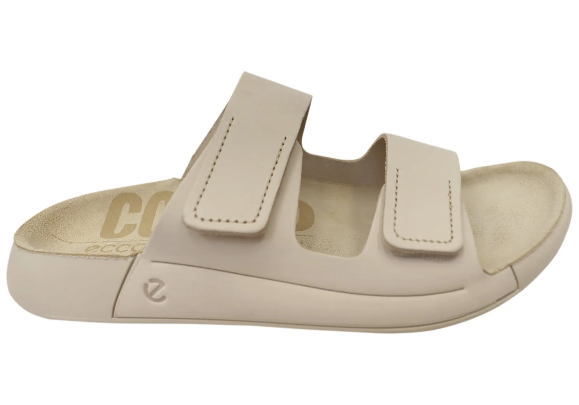 ECCO 2nd Cozmo Womens Comfortable Leather 2 Strap Slide Sandals Everyday Versatile Footwear