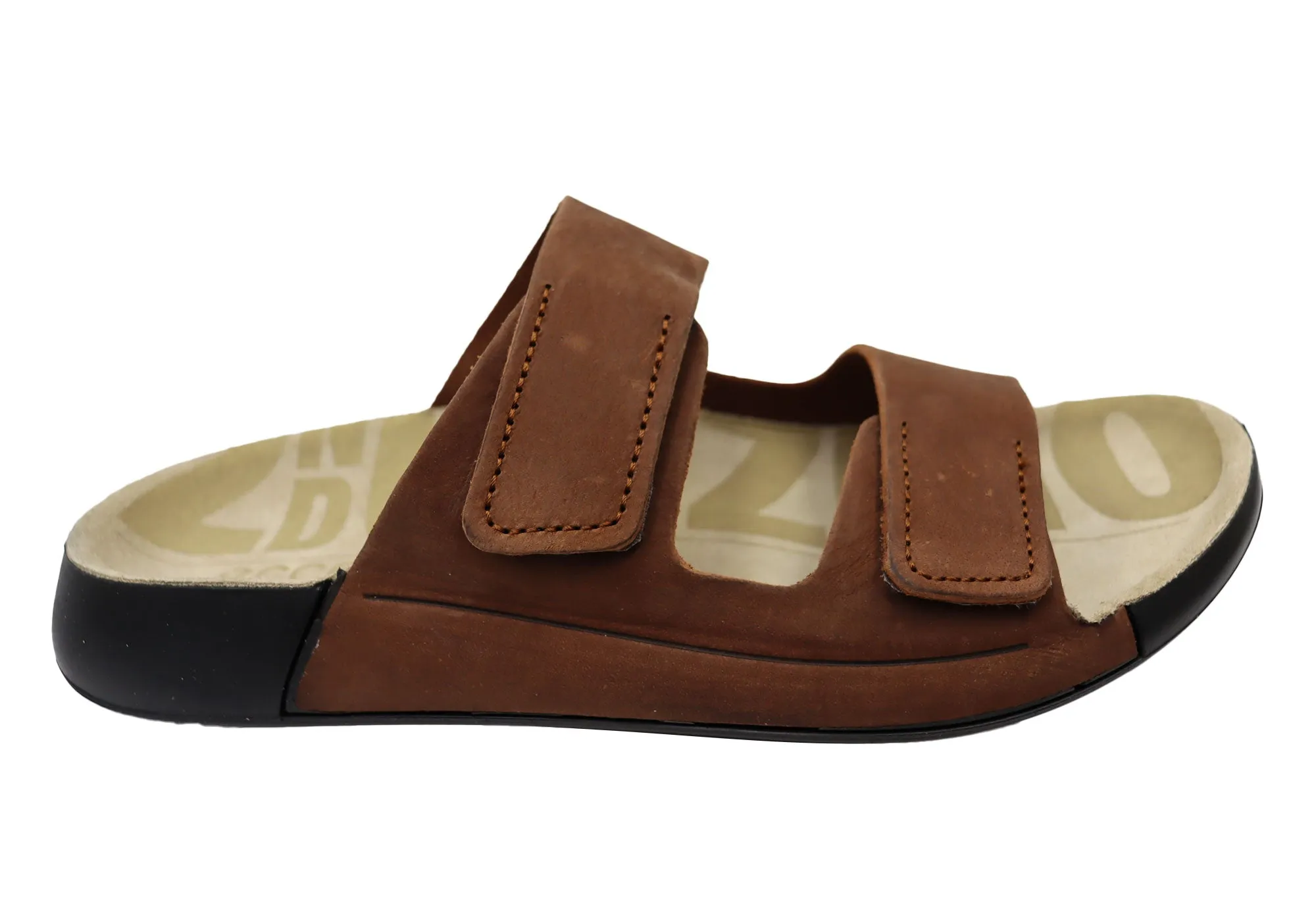 ECCO 2nd Cozmo Womens Comfortable Leather 2 Strap Slide Sandals Ergonomic Build