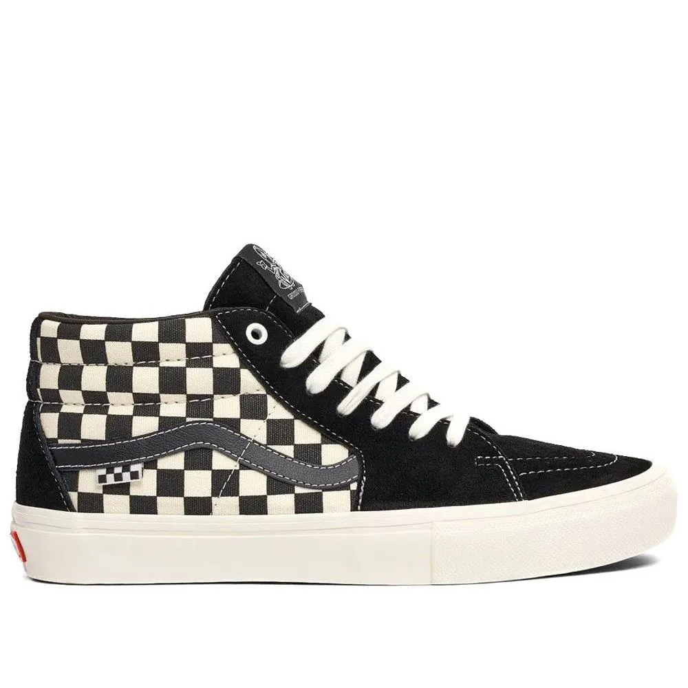 Closet Core Comfort Upper Vans Skate Grosso Mid - Checkerboard Black/Marshmallow