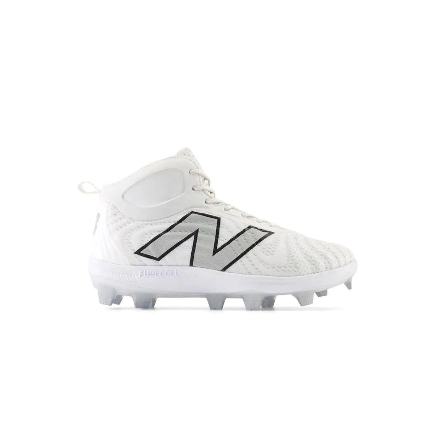 Cushioned Mom Fit New Balance Men's FuelCell 4040 V7 Mid-Molded Baseball Cleats - White / Raincloud - PM4040W7