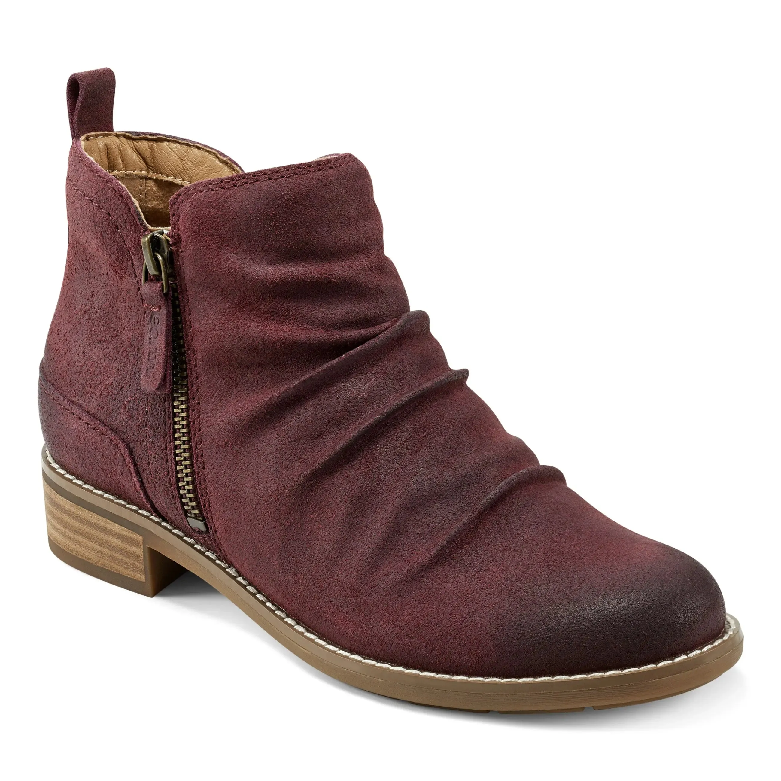 Nadya Round Toe Ruched Casual Booties Road grip