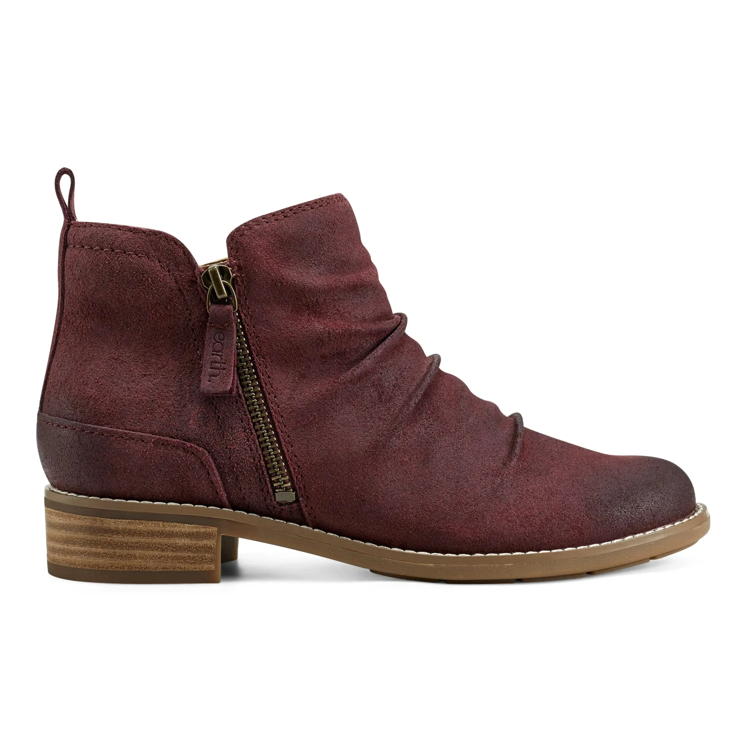 Stone Grip Nadya Round Toe Ruched Casual Booties