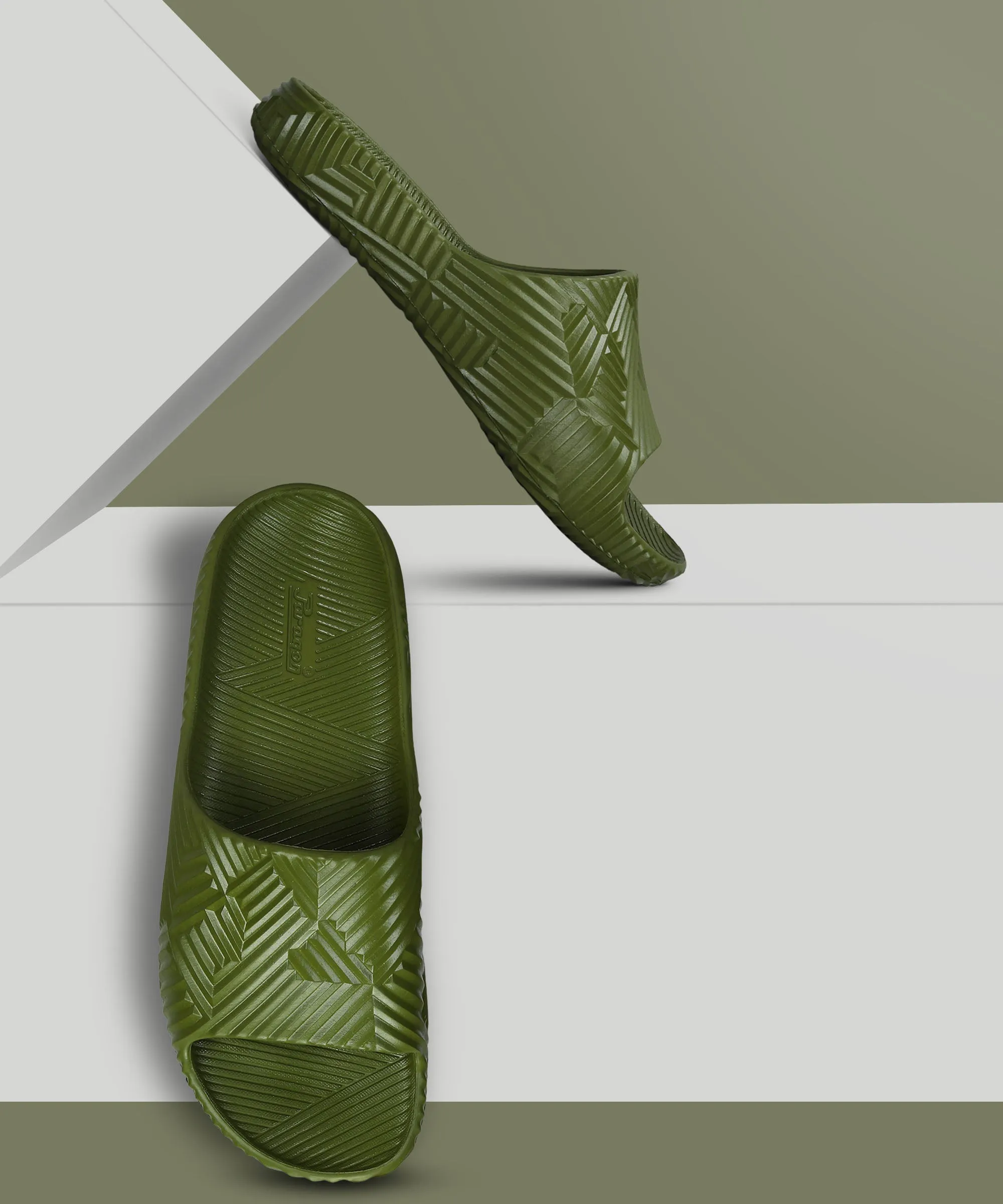 Cushioned Footbed Smooth Sling Paragon EVK10924G Men's Waterproof Olive Sliders with Comfortable Sole