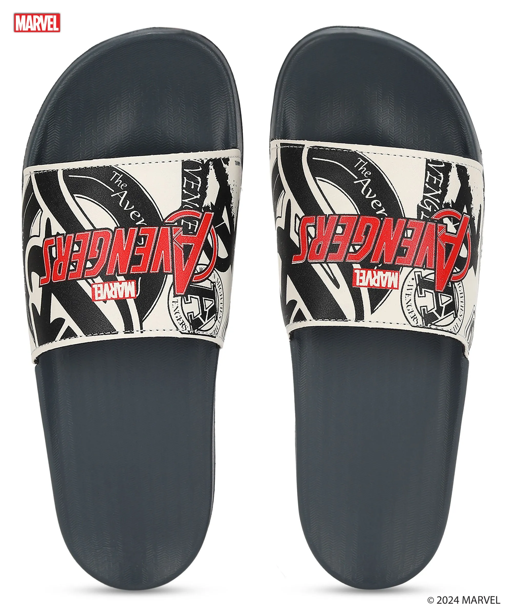 Marvel Avengers' EVMK10921G Men's White Sliders | Trendy Sliders with Durable & Cushioned Sole Construction | Waterproof & Lightweight, Perfect for Everyday Casual Wear Wide fit