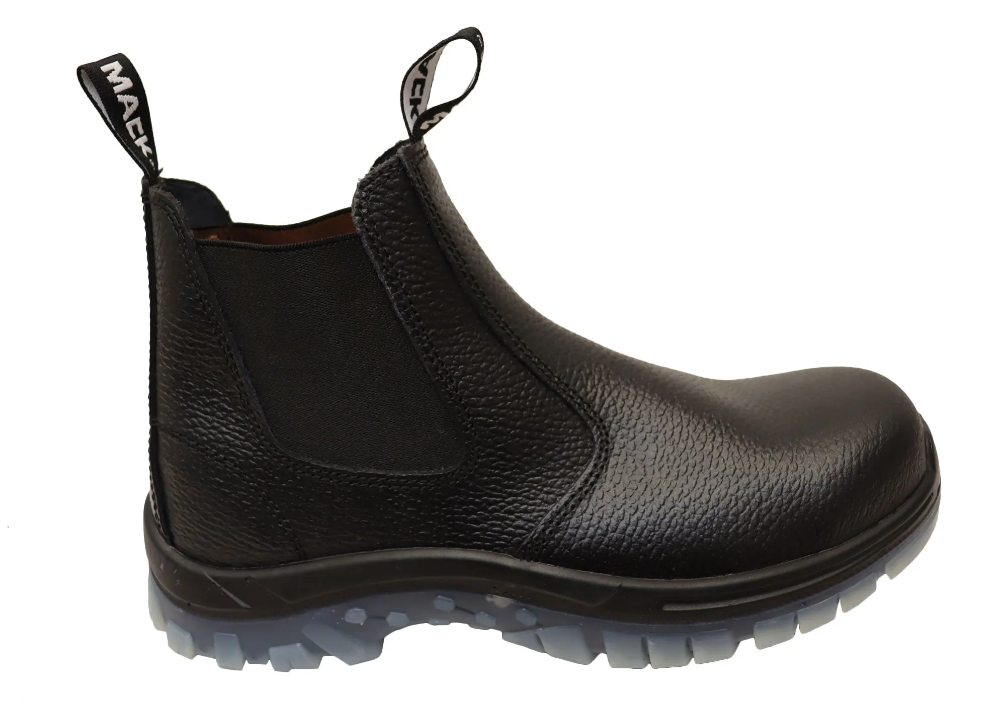 Comfort Padding Mack Mens Tradie Steel Toecap Leather Slip On Safety Boots
