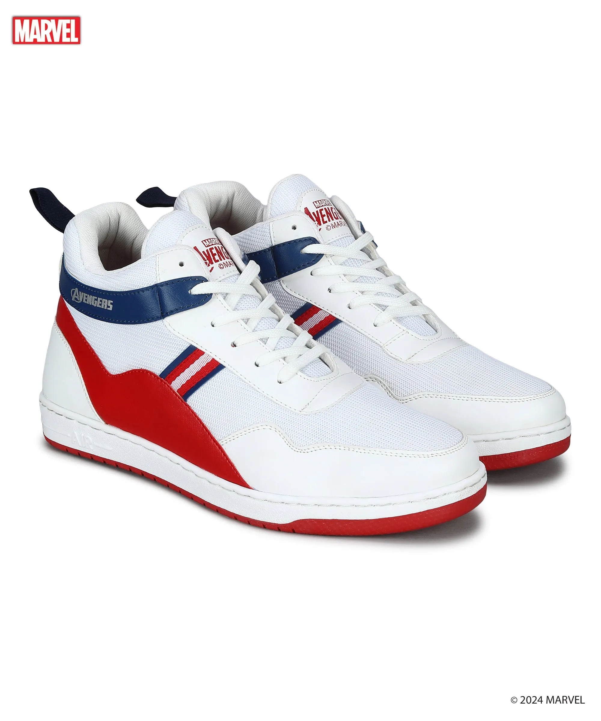 Marvel Men's White Casual Sneakers | Cushioned & Lace up Outdoor Style Break Pace Motion Grip