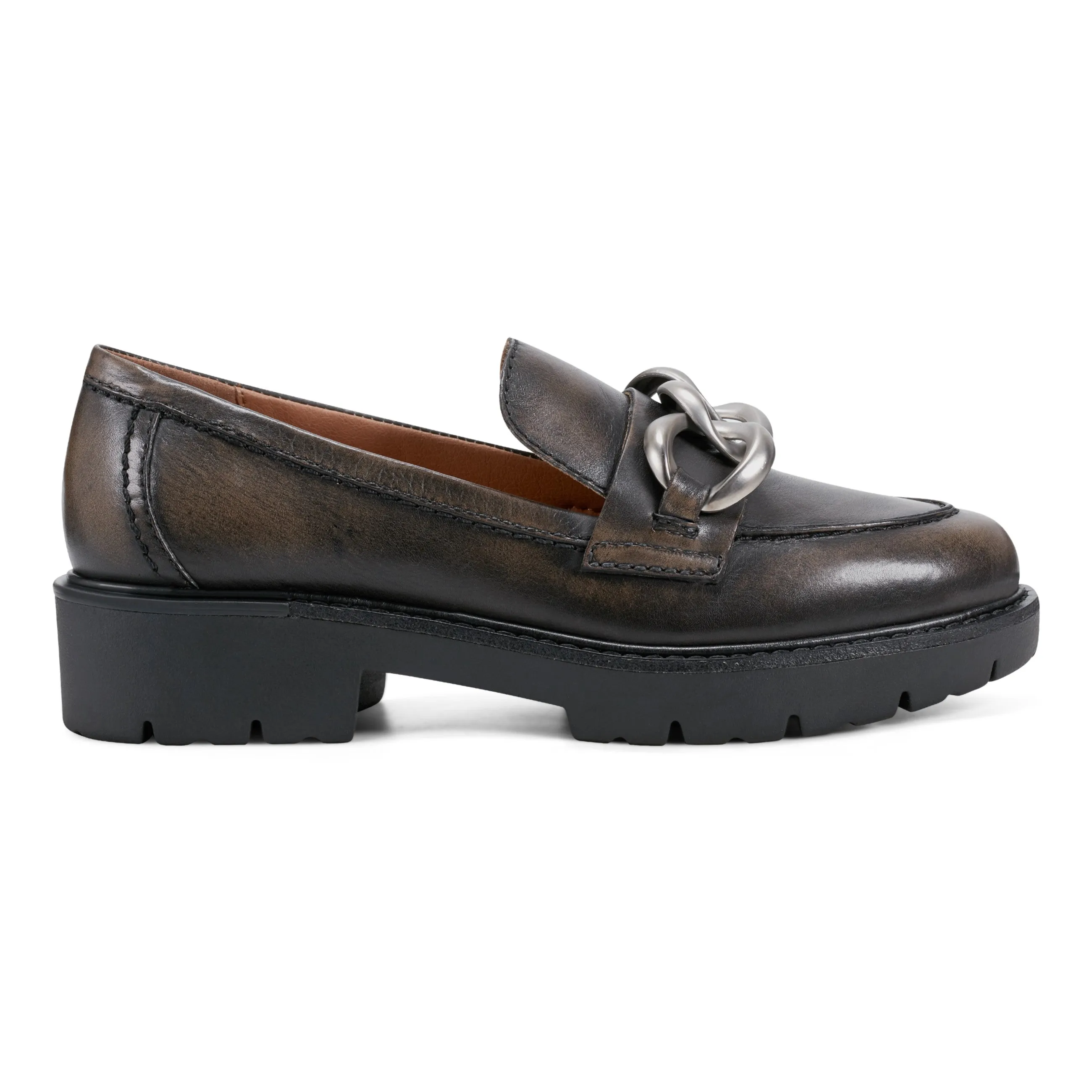 Rubber Sole Zalor Round Toe Lug Sole Casual Slip-on Loafers